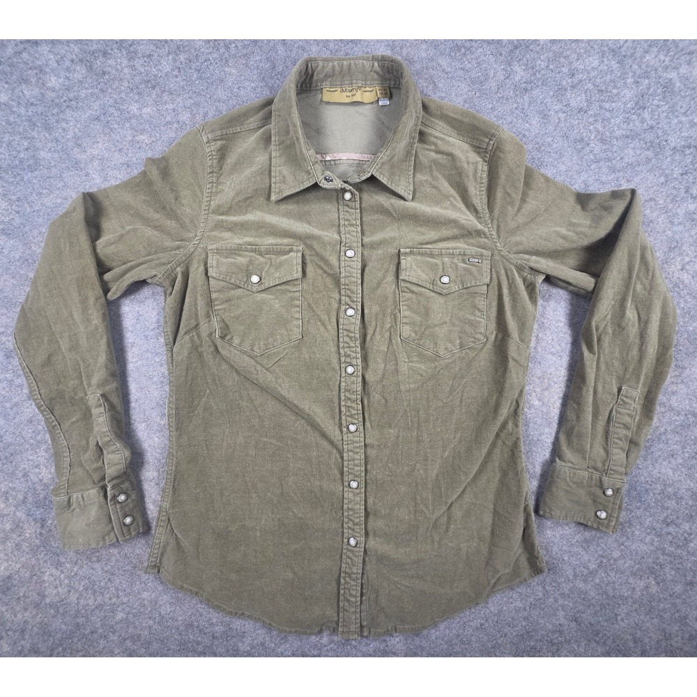 Dubarry of Ireland Womens Corduroy Shirt Olive Green Snap Button EU 36 US Small